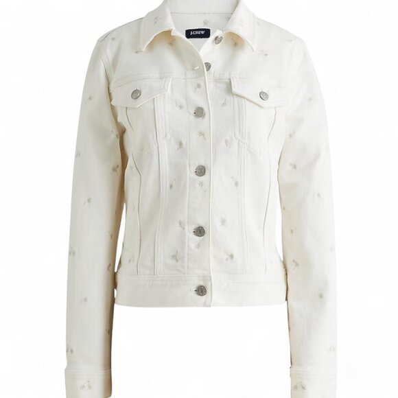J. Crew Embroidered classic denim jacket Size Medium - Picture 2 of 9